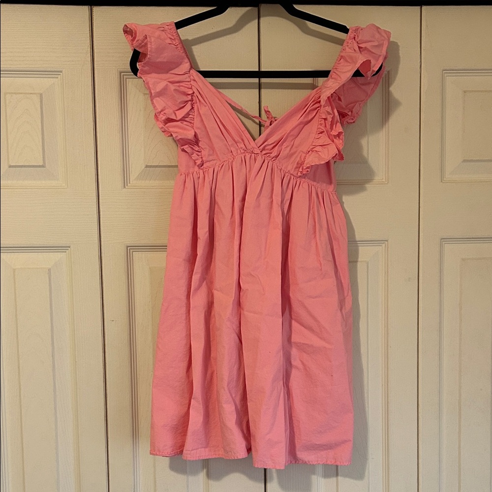 Pink Ruffle Strap Dress